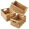 3-Piece Hyacinth Rectangular Storage Basket Set w/ Wood Handles, Natural Wicker
